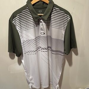 Oakley Green and Gray Performance Polo Shirt